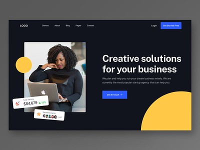 Startup business creative design design homepage minimal modern design startup ui web