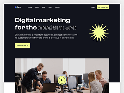 Digital Marketing Agency Website dark design design digital marketin hero section homepage marketing minimal modern design ui web
