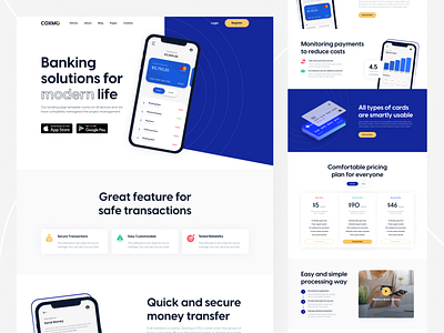 Mobile Banking Landing Page app design finance homepage landing page minimal mobile app mobile banking modern design online banking ui web