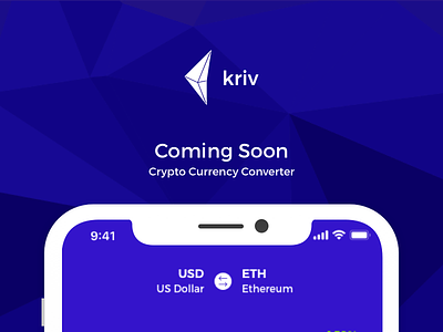 Kriv - Crypto/Fiat Currency Converter app brand currency illustrator launch logo mobile sketch soon ui