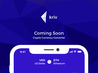 Kriv - Crypto/Fiat Currency Converter app brand currency illustrator launch logo mobile sketch soon ui