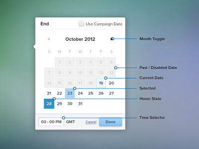 Combo Date Picker or Calendar - Different States calendar date design interface ui