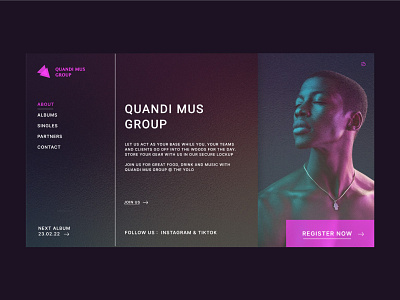 Landing page- Quandi Mus adobe xd colors design figma graphic design landing page layout music music web site prototype sketch ui ui ux design vector web design