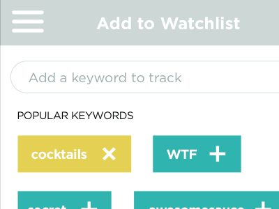 Wireframe keyword suggestion flow for Foursquare (2013)