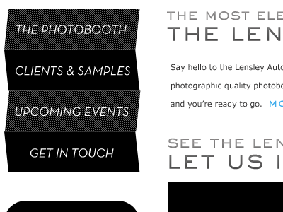Homepage concept for Lensley lensley photobooths websites