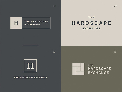 hardscape exchange logo branding clean construction hardscape landscaping logo minimal outdoor typography wordmark