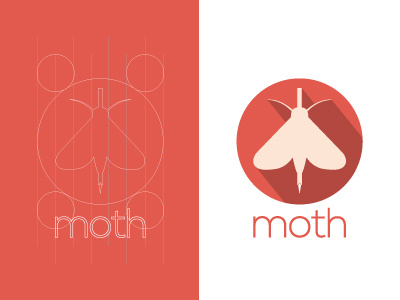 Moth Mode Concept brand flat logo long shadow moth