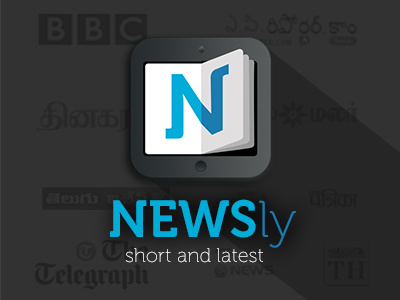 Newsly app brand flat icon ios logo long shadow news tablet