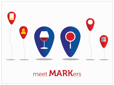 Meet Markers experiment flat fun icon illustration map marker