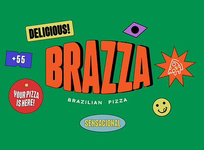 BRAZZA - Brazilian Pizza branding branding design colorful food fun logo pizza typography visual identity