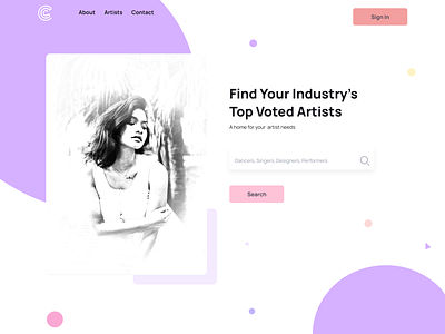 artists finder website header design figma ui