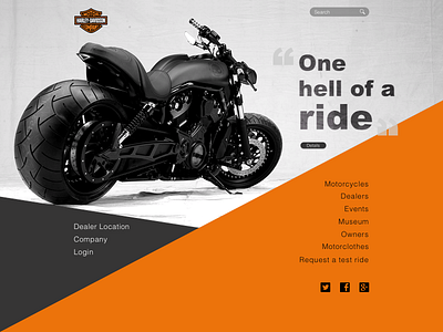 Harley Davidson Website Re Design automobile bike black concept creative funky harley davidson orange redesign typography web website