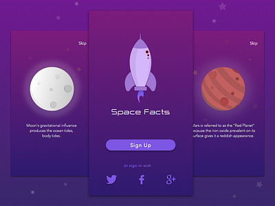 Signup Dailyui #001 Spacefact Concept best creative dailyui free illustration night planets signup sketch space uiux