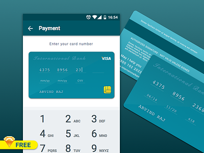 Creditcard Dailyui 002 Payment Concept blue card dailyui design free freebies materialdesign payment sketch ui ux