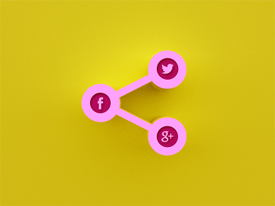 #Dailyui #010 Social Share 3d bold concept creative icons minimal share social ui ux yellow