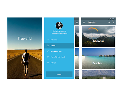 Travel diary concept android apple application concept creative design freebies ios material mobile travel visualdesign