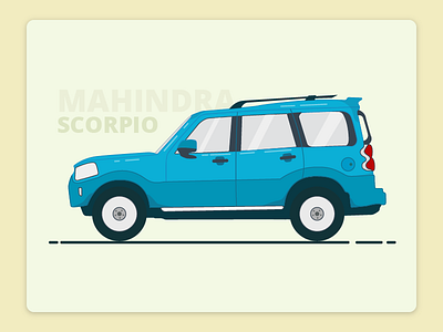 Mahindra Scorpio Illustration blue car creative drive freebies fresh icon illustration minimal new ride wheel