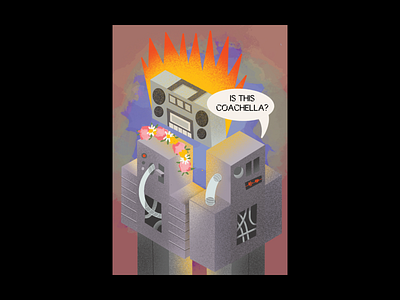 Electronic Music Fans Illustration coachella colour digital art editorial art editorial illustration graphicdesign illustration illustrator isometric procreate robots