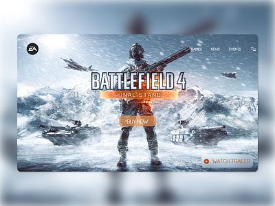 Daily UI 125 - Battlefield 4 Website design flat games gaming landingpage ui uidesign uiux ux uxdesign web website xd