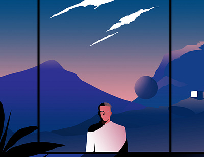 The Stranger contemporary editorial future futuristic illustration life poster print space vector
