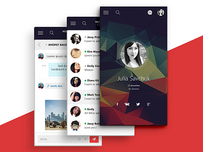 Application - Professional social network android app application design ios massanger mobila network profile social ui ux