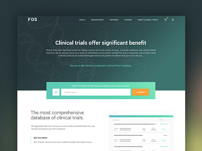 Medical Website clinical gradient health landing medical page site study trial ui web