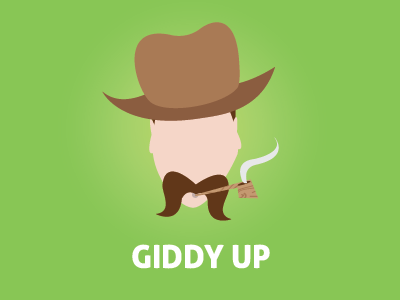 Giddy Up cowboy font hat illustration man mustache pipe vector