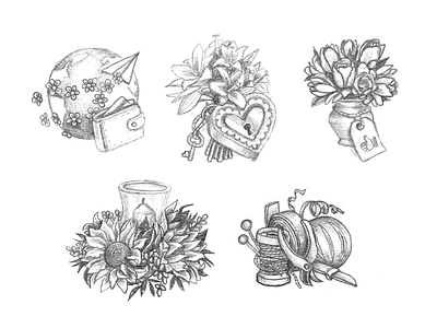 Flora Sketches candle delivery flower key like pencil sketch tools