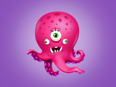 octopus character fun illustration monster pink purple