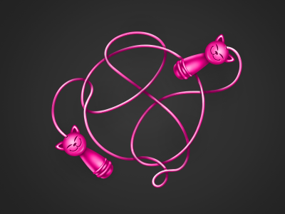 Dribbble Rope cat illustration pink rope