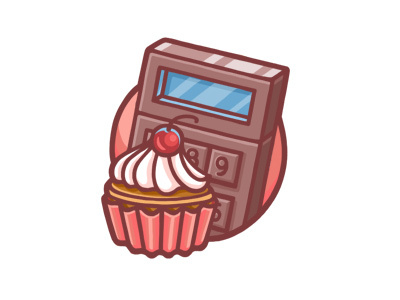 Sweet Calculator brown calculator cherry cream icon illustration muffin pink red wzwz