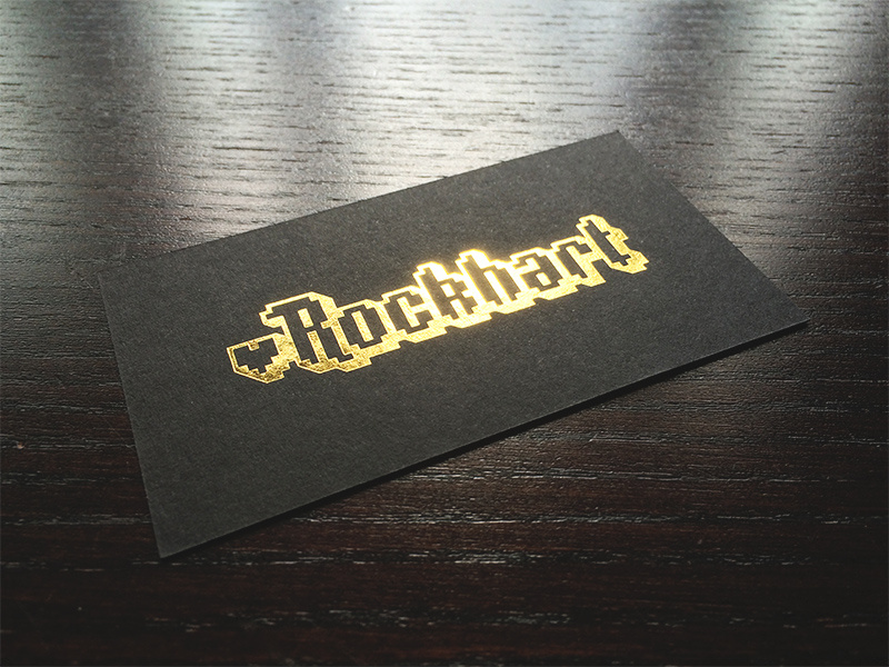 Rockhart Business Card rockhart gold metallic foil business card videogames 8-bit