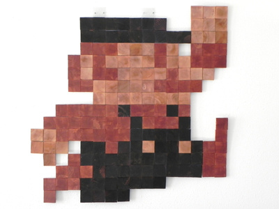 Wooden Mario pixel rockhart sculpture video games wood