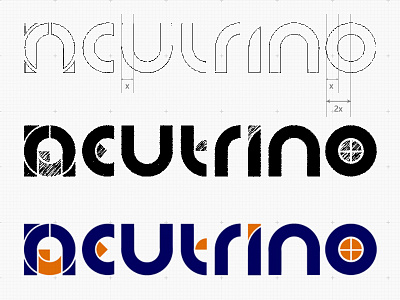 Neutrino Logo brand dual color flat geometry identity lettering logo logotype minimal script sketch wordmark