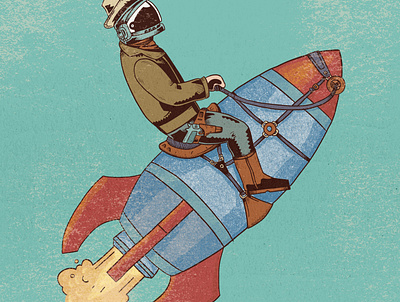 Space Cowboy astronaut comic cowboy illustration photoshop retro space vintage