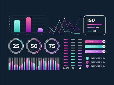 Dashboard element collection template app dashboard design free vector freepik icon illustration infographic ui ux vector