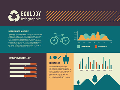 Infographic with ecology in retro colors