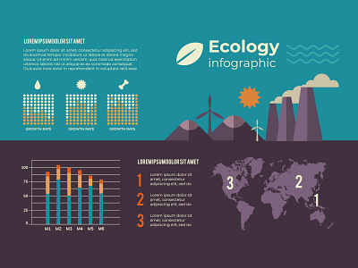 Infographic with ecology in retro colors