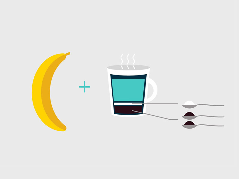 Breakfast breakfast banana coffee infography flat food drink