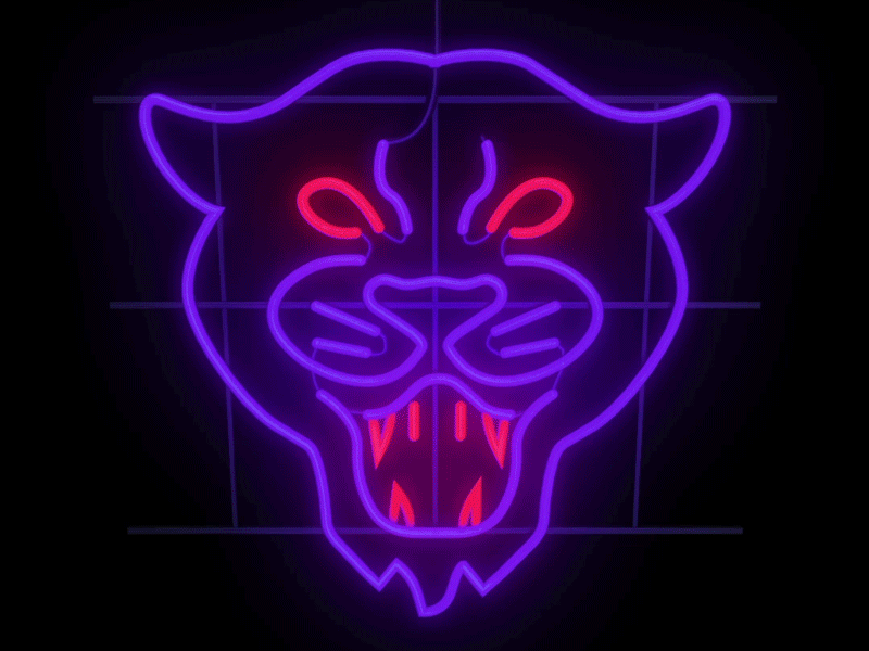 Predador lines face light sign neon feline panther jaguar