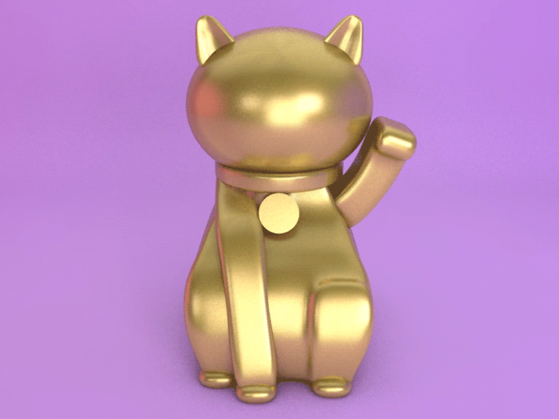 Lucky Cat c4d cat gif gold lucky motion toy