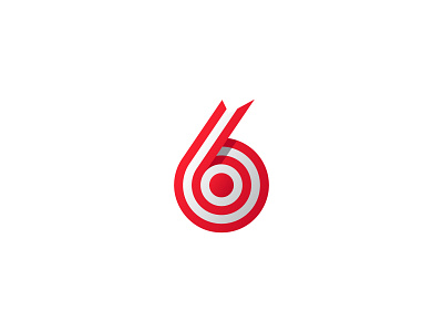 Six Bullseye Logo 3d branding bullseye graphic design logo modern six.6 target unique