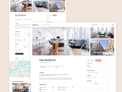 Conference venue detail page airbnb booking clean conference hotel minimal product design ui ux web