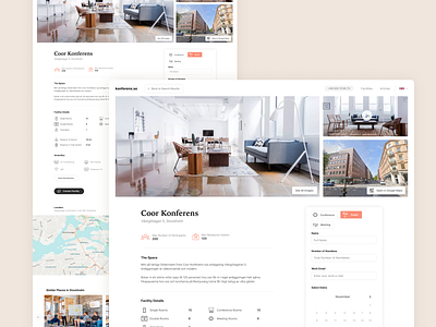 Conference venue detail page airbnb booking clean conference hotel minimal product design ui ux web