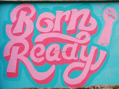 Women power mural lettering typography