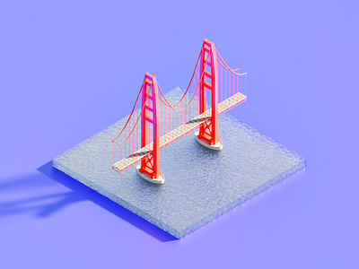 Golden Gate Bridge 3d 3d illustration artwork blender golden gate bridge lowpoly monuments