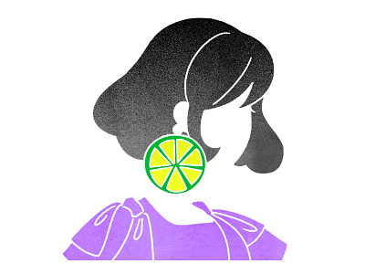 A girl with lime earrings