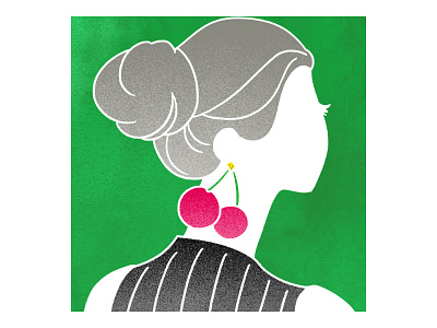 A girl with cherry earrings