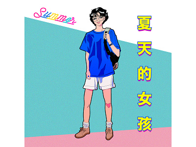 Summer girl 80s 80s style 90s anime character colorful digitalart digitalillustration fashion fashionillustration illustration retro retrowave