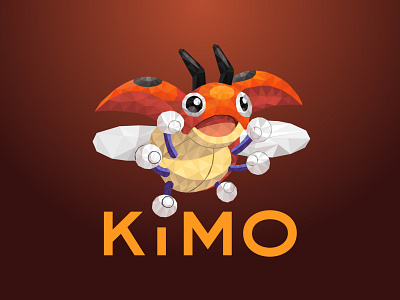 KIMO - Logo Design - Polygonal Firefly geometric art geometric design geometry illustration illustrator logo low poly logo mascot logo poly logo ideas polygonal logo